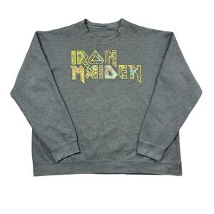 Iron Maiden Crewneck Sweatshirt Men XL Gray Rock Metal Band Evil Eddie Boxy Fit